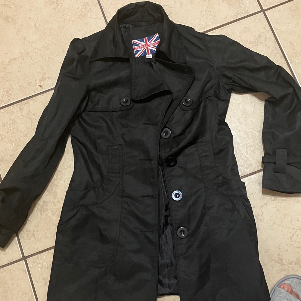 Miss London Classic Black Trench Coat